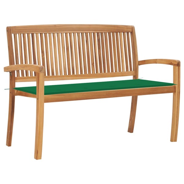 Assembled garden bench with cushion, 128.5 cm, teak