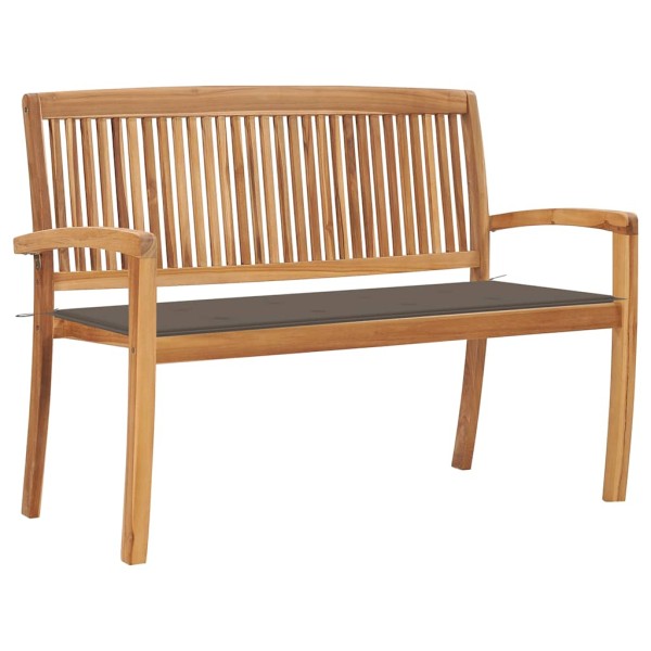 Assembled garden bench with cushion, 128.5 cm, teak
