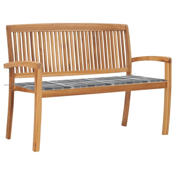 Assembled garden bench with cushion, 128.5 cm, teak