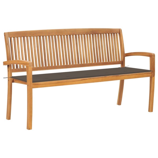 Folding garden bench with cushion, 159 cm, teak