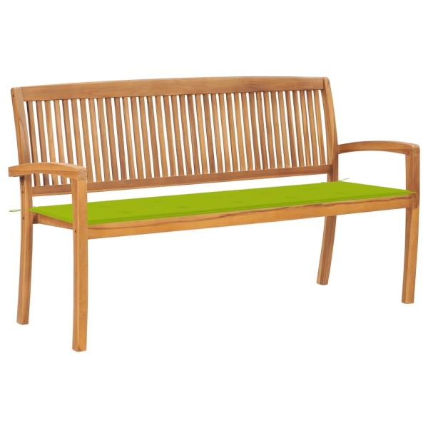 Folding garden bench with cushion, 159 cm, teak
