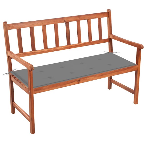Garden bench with cushion, 120 cm, solid acacia wood