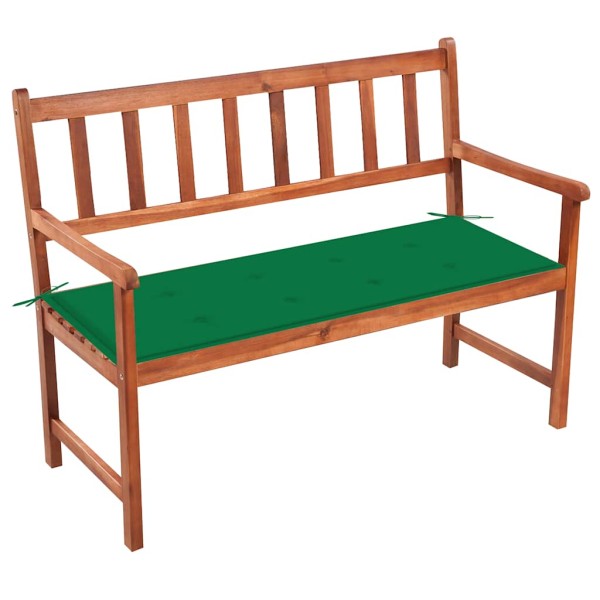 Garden bench with cushion, 120 cm, solid acacia wood