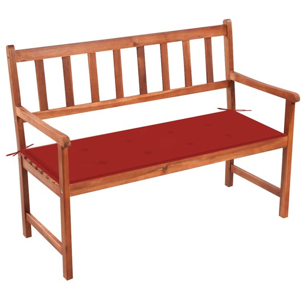 Garden bench with cushion, 120 cm, solid acacia wood
