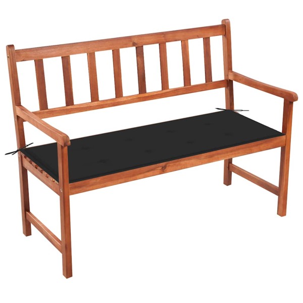 Garden bench with cushion, 120 cm, solid acacia wood