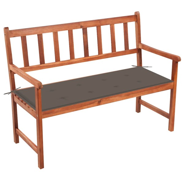 Garden bench with cushion, 120 cm, solid acacia wood