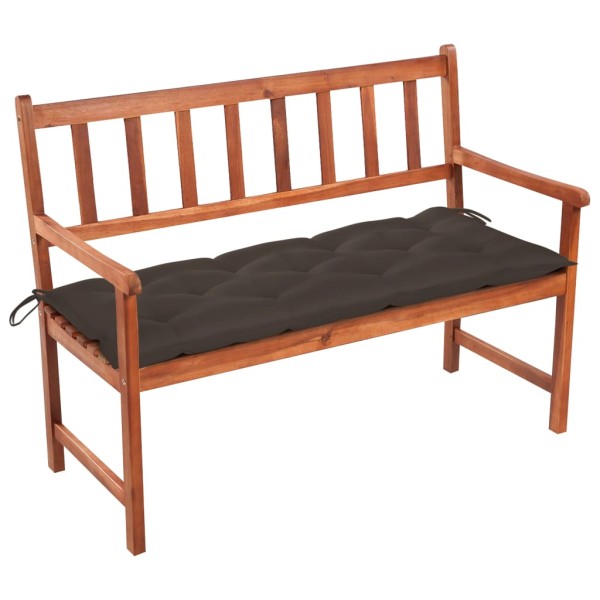 Garden bench with cushion, 120 cm, solid acacia wood