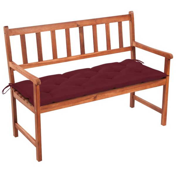 Garden bench with cushion, 120 cm, solid acacia wood