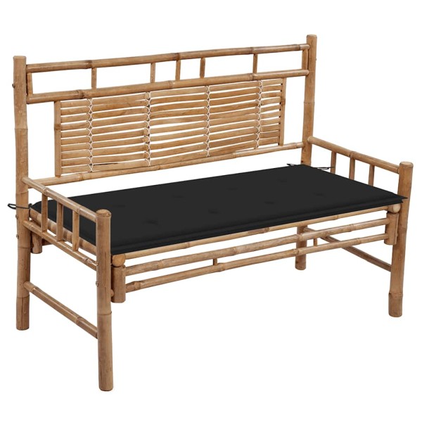 Garden bench with cushion, 120cm, bamboo