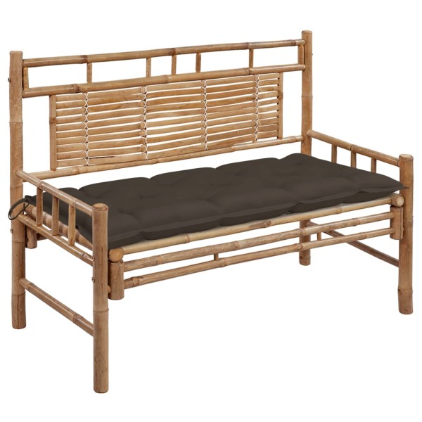 Garden bench with cushion, 120cm, bamboo (41504+314952)