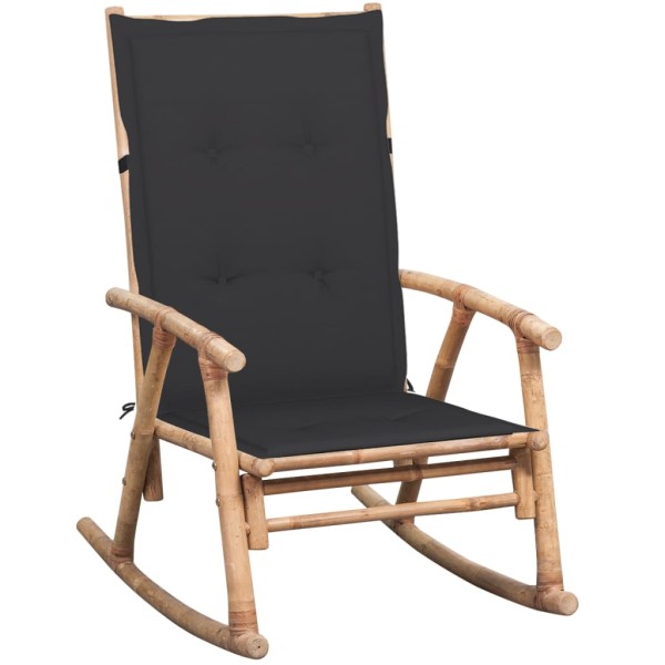 Rocking chair with cushion, bamboo