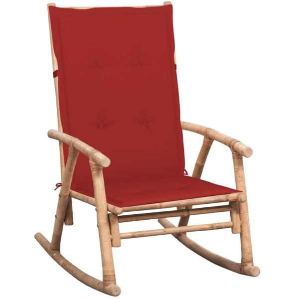 Rocking chair with cushion, bamboo