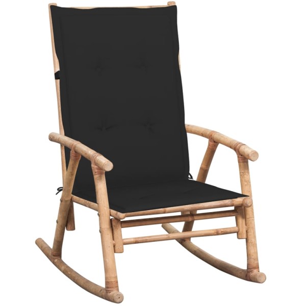Rocking chair with cushion, bamboo