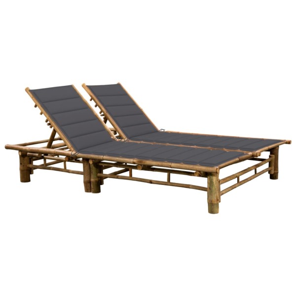 Double sunbed with mattresses, bamboo