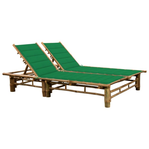 Double sunbed with mattresses, bamboo