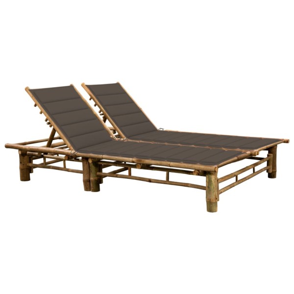 Double sunbed with mattresses, bamboo