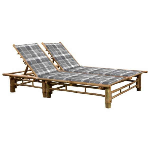 Double sunbed with mattresses, bamboo