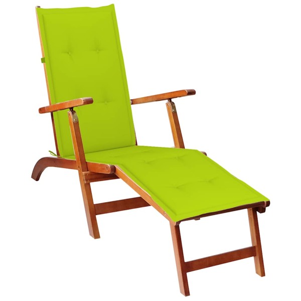 Outdoor terrace chair with footrest and cushion, solid acacia