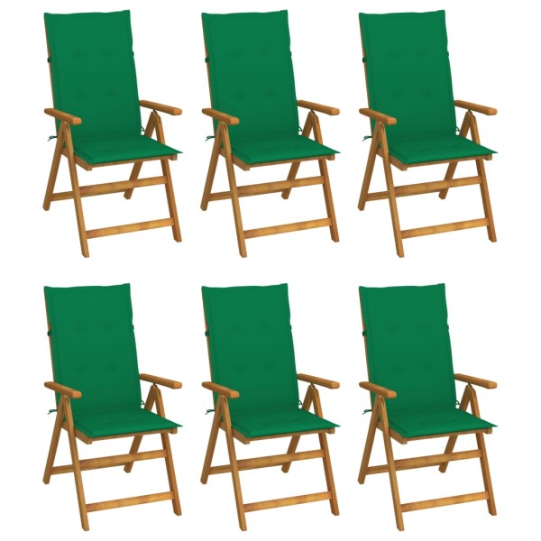 Folding garden chairs with pillows, 6 pcs., solid acacia