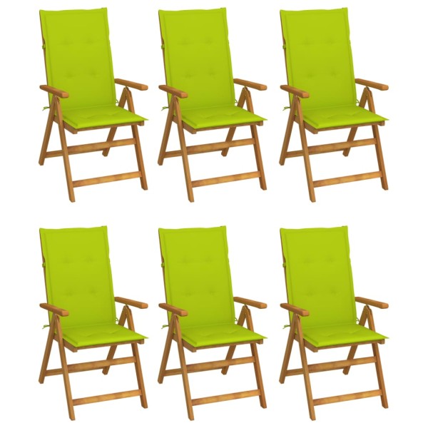 Folding garden chairs with pillows, 6 pcs., solid acacia