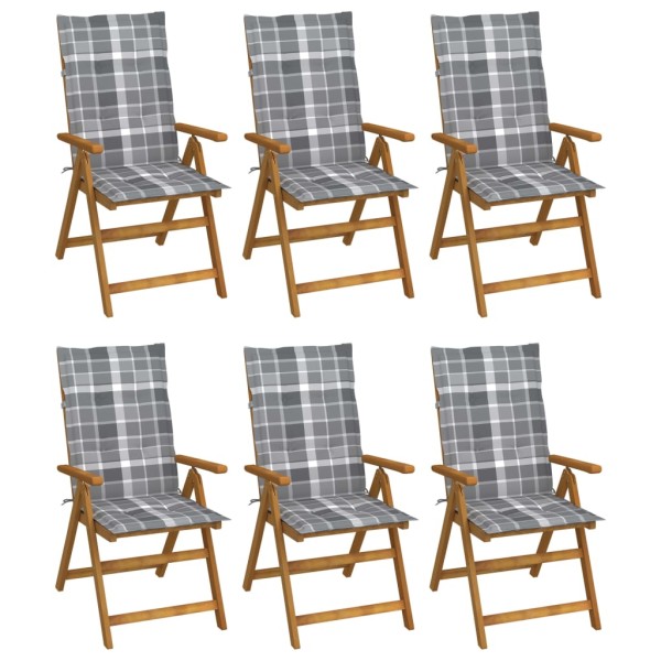 Folding garden chairs with pillows, 6 pcs., solid acacia