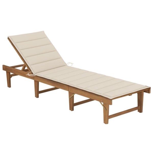 Folding sunbed with mattress, solid acacia