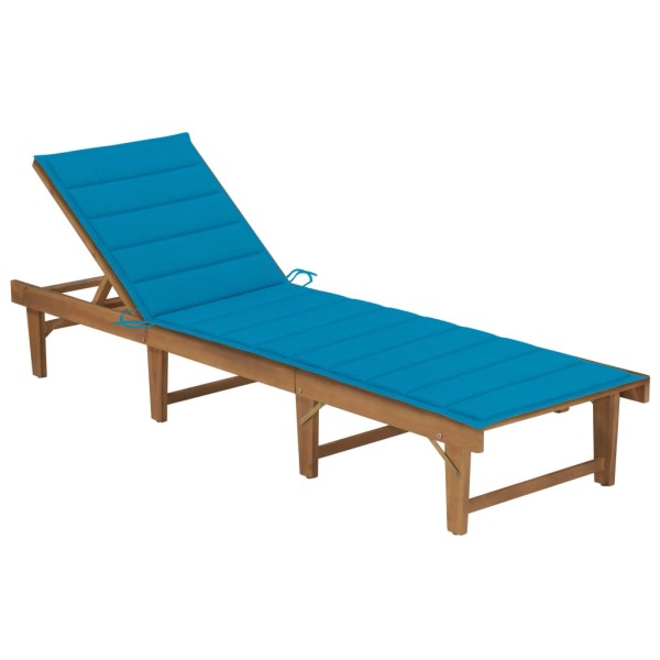 Folding sunbed with mattress, solid acacia