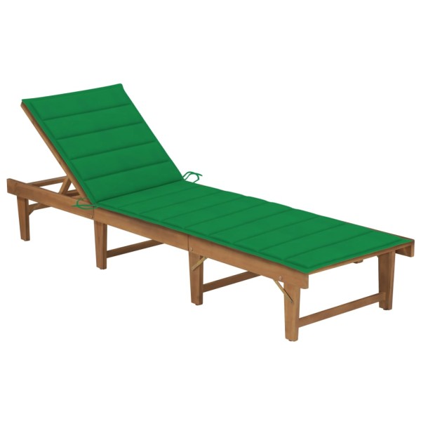 Folding sunbed with mattress, solid acacia
