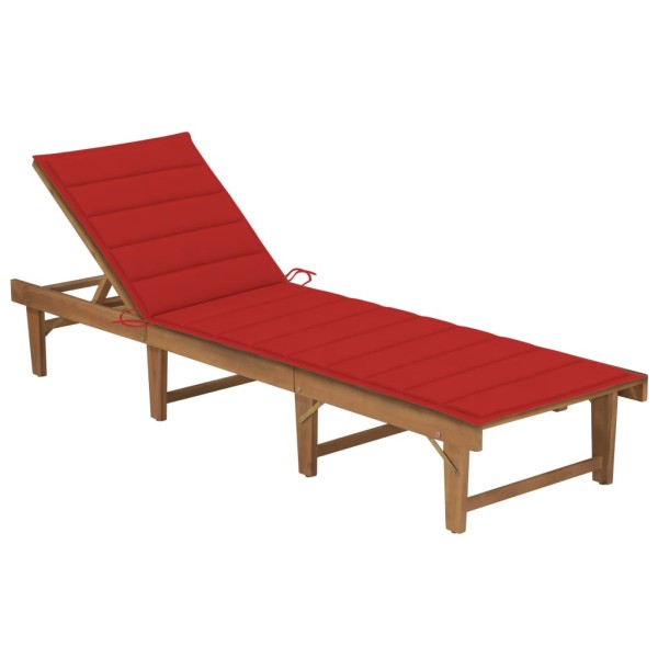 Folding sunbed with mattress, solid acacia