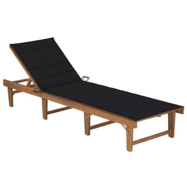 Folding sunbed with mattress, solid acacia