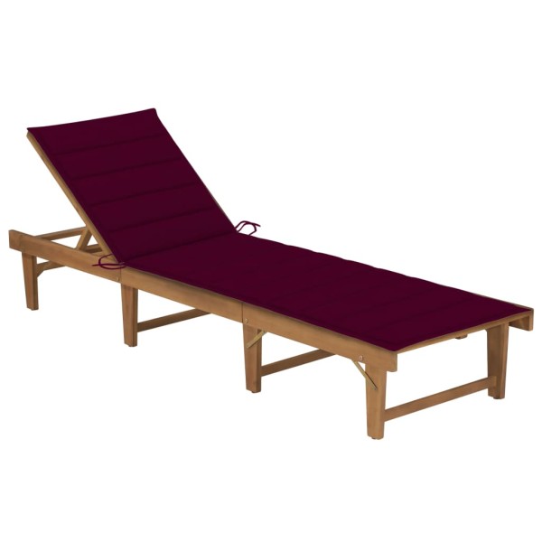 Folding sunbed with mattress, solid acacia