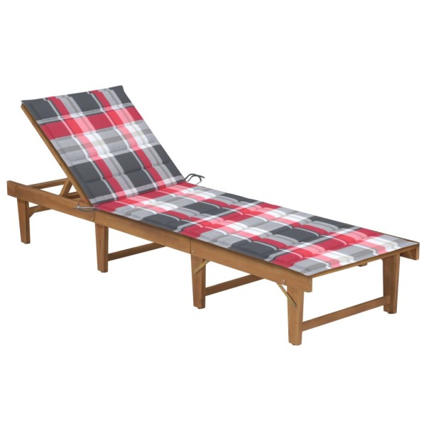 Folding sunbed with mattress, solid acacia