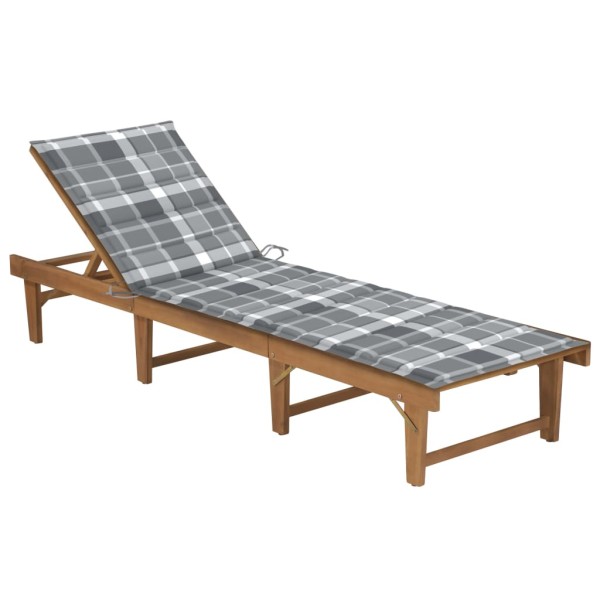 Folding sunbed with mattress, solid acacia