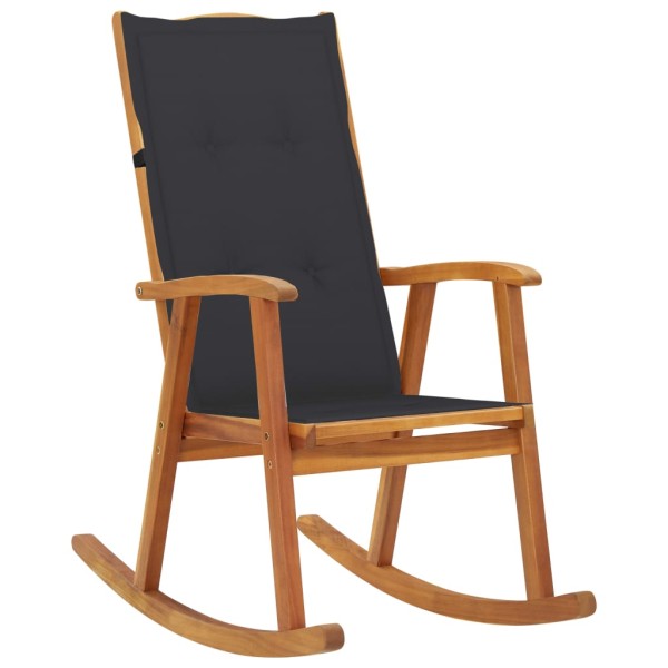 Rocking chair with cushions, solid acacia wood