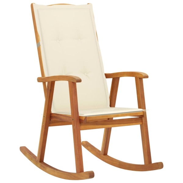 Rocking chair with cushions, solid acacia