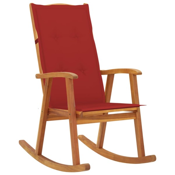 Rocking chair with cushions, solid acacia wood