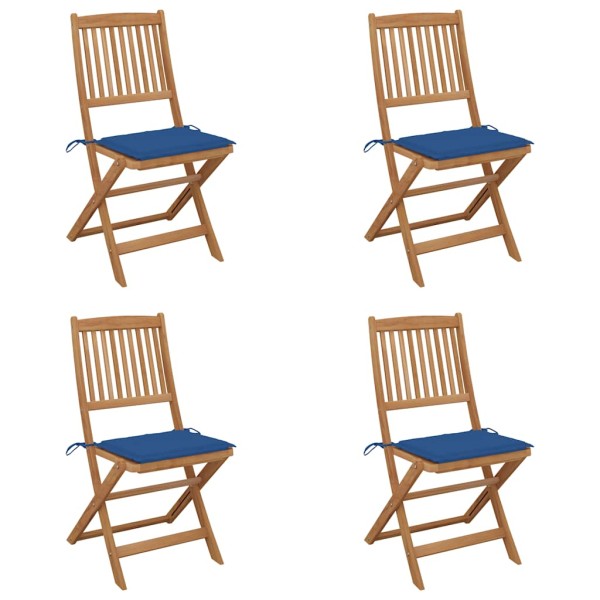 Folding garden chairs with pillows, 4 pcs., solid acacia