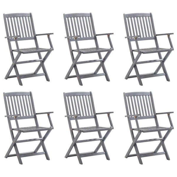 Folding outdoor chairs, 6 pcs., solid acacia wood
