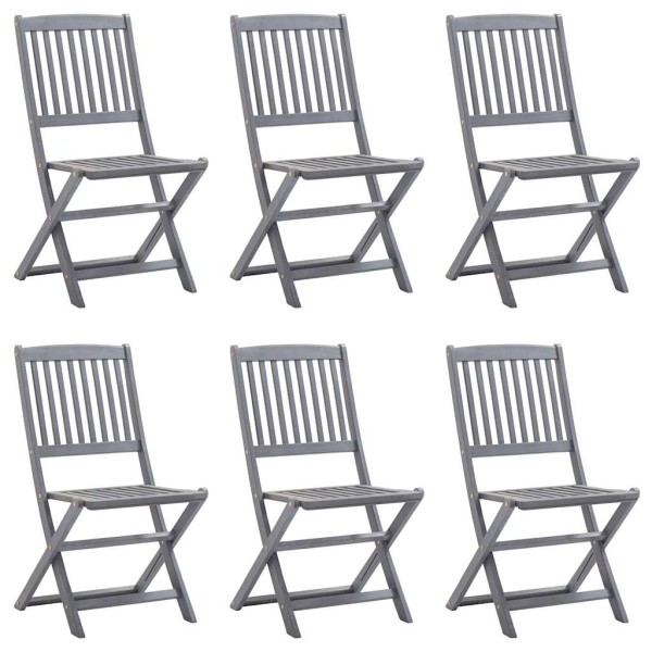 Folding outdoor chairs, 6 pcs., solid acacia wood