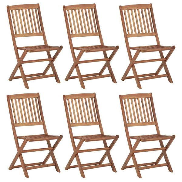 Folding garden chairs, 6 pcs., solid acacia wood