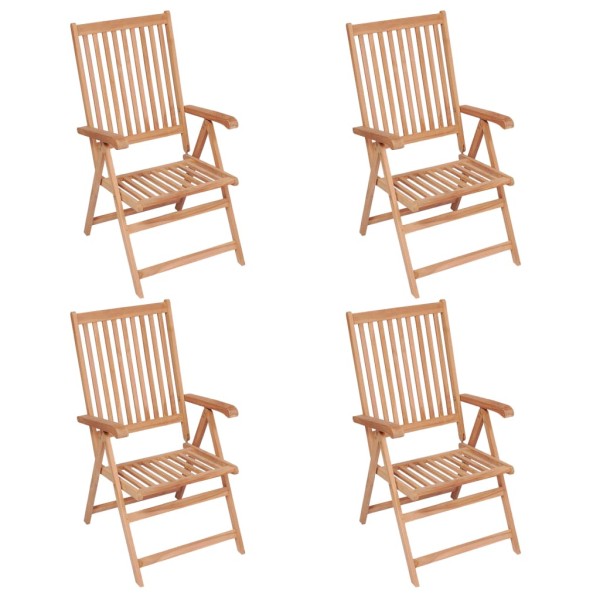 Reclining garden chairs, 4 pcs., solid teak wood