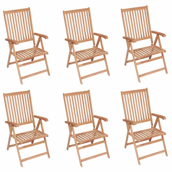 Reclining garden chairs, 6 pcs., solid teak wood