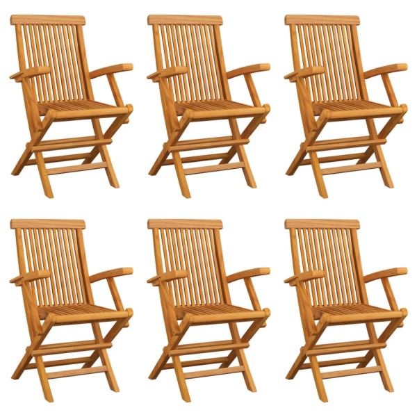 Folding garden chairs, 6 pcs., solid teak wood