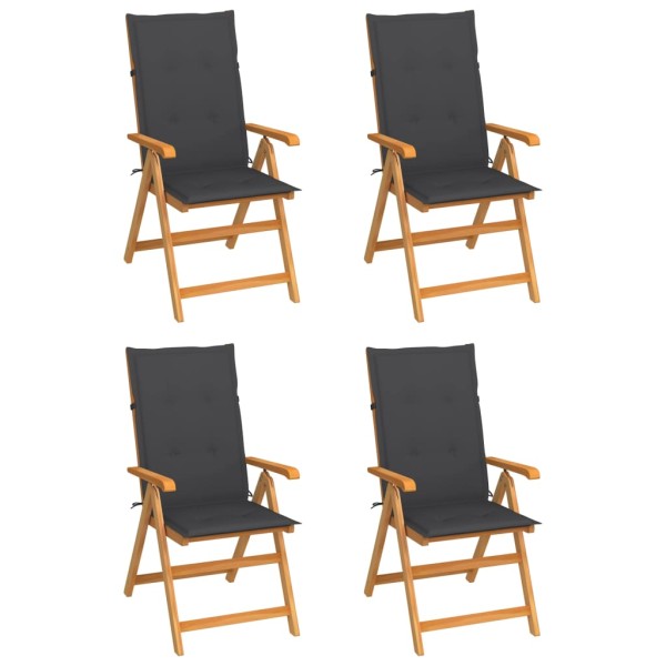 Garden chairs with anthracite cushions, 4 pcs., solid teak