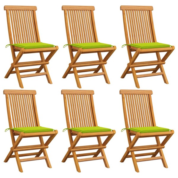 Garden chairs with cushions, 6 pcs., solid teak wood