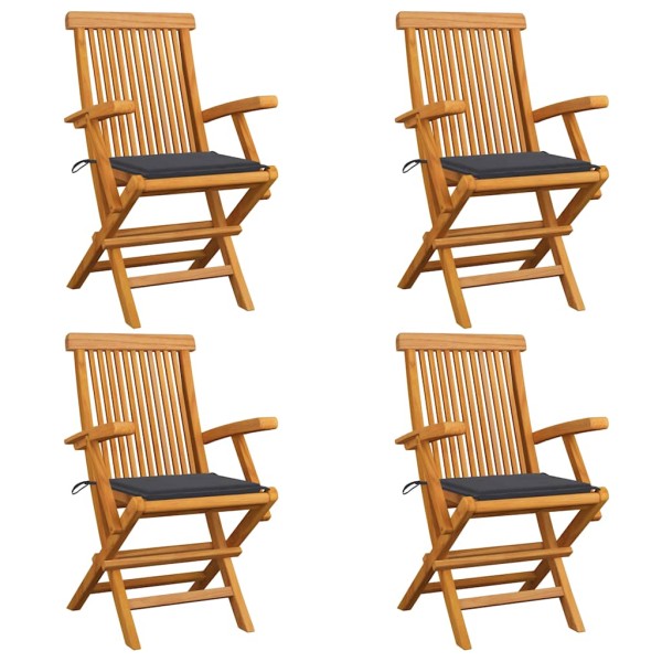 Garden chairs with cushions, 4 pcs., solid teak wood