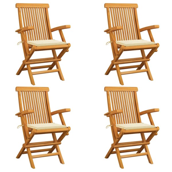 Garden chairs with cushions, 4 pcs., solid teak wood