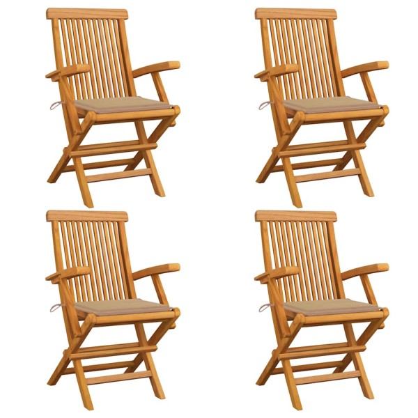 Garden chairs with cushions, 4 pcs., solid teak wood