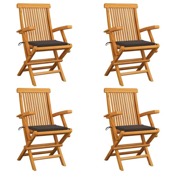Garden chairs with cushions, 4 pcs., solid teak wood