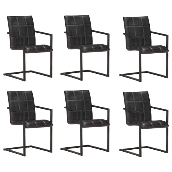 Gambian dining chairs, 6 pcs., black color, genuine leather